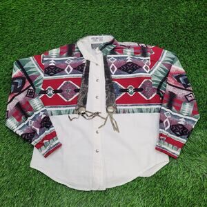 Vintage 90s Rough-Rider Cowgirl Shirt Womens L 21x25 Western